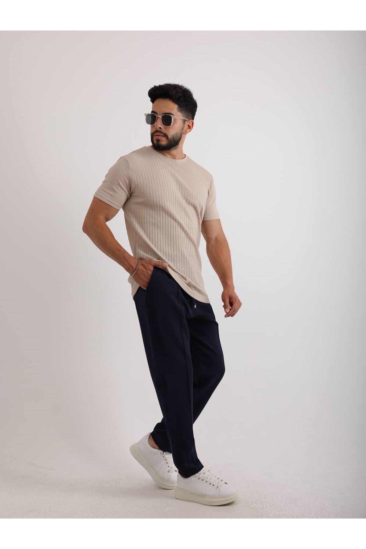 Erkek Fitilli Zinox Kumaş Tişört – Yumuşak Dokulu Basic Tişört