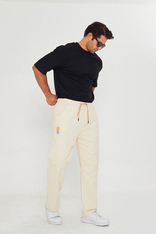 Erkek Baggy Parçalı Desen Yan Etiketli Gabardin Pantolon 721