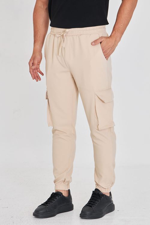 Duble Kumaş Kargo Cep Lastik Paça Pantolon