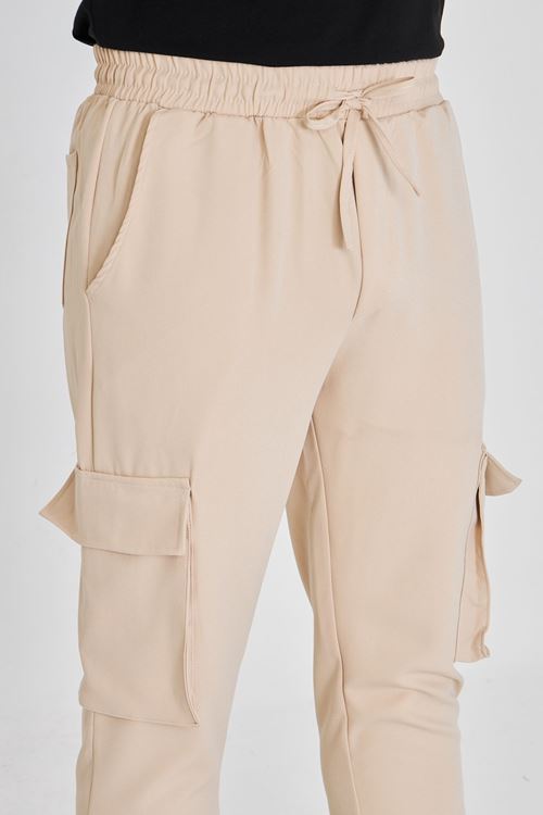 Duble Kumaş Kargo Cep Lastik Paça Pantolon