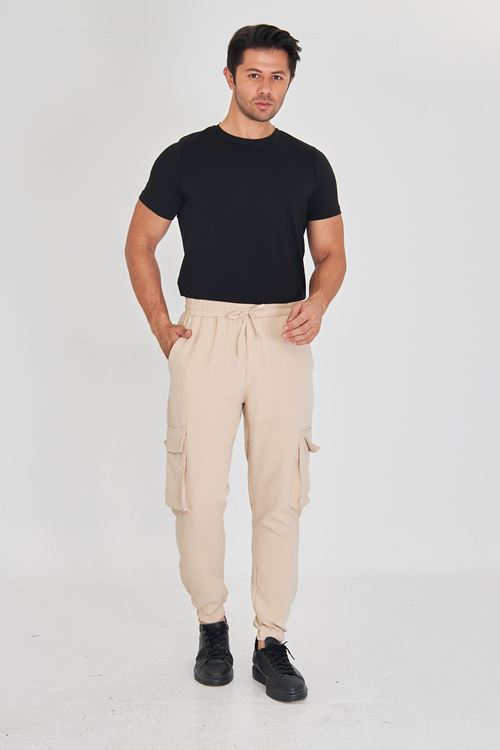 Duble Kumaş Kargo Cep Lastik Paça Pantolon