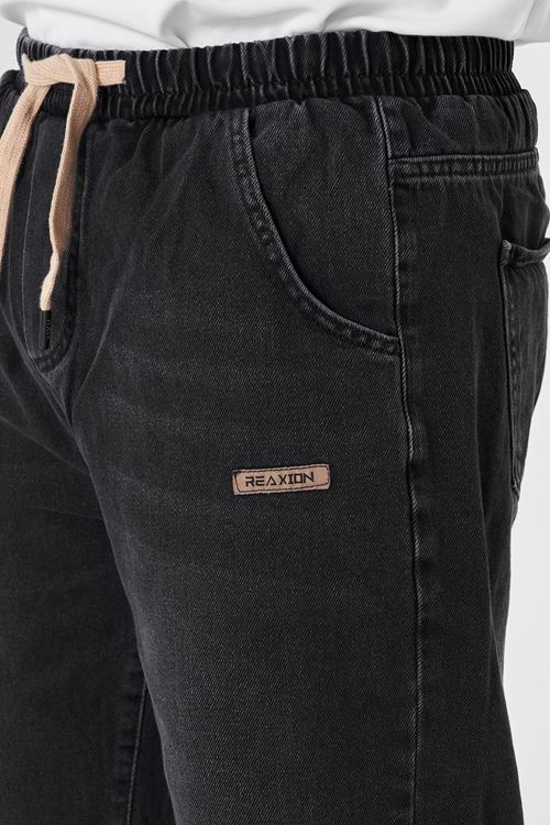 Erkek Baggy Düz Şık Etiket Detaylı Kot Pantolon 713