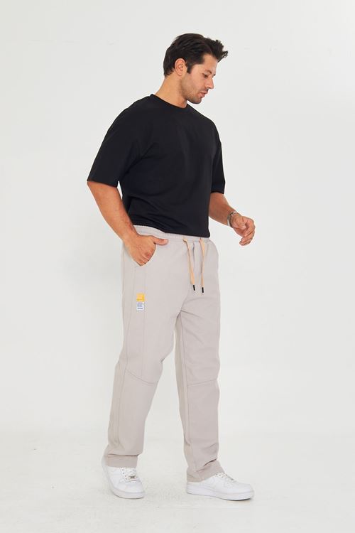 Erkek Baggy Parçalı Desen Yan Etiketli Gabardin Pantolon 721