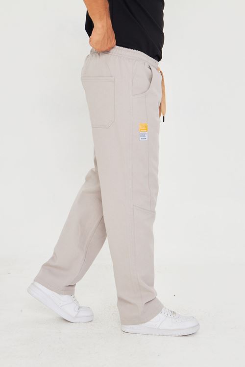 Erkek Baggy Parçalı Desen Yan Etiketli Gabardin Pantolon 721