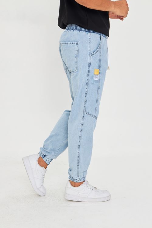 Erkek Parçalı Desen Yan Etiketli Paça Lastikli Bel Bağcıklı Pantolon 720