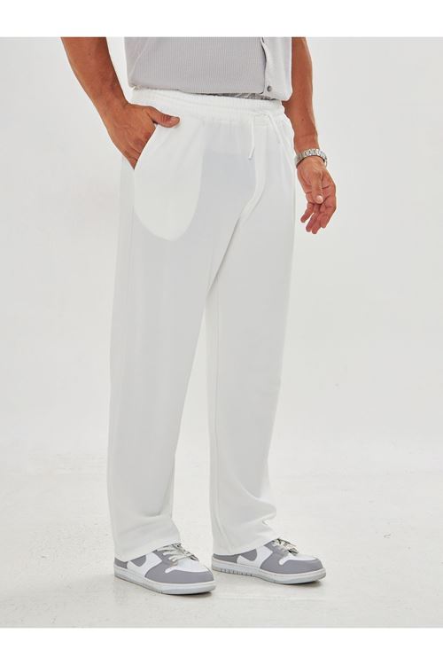 Erkek Baggy Krep Kumaş Bağcıklı Pantolon