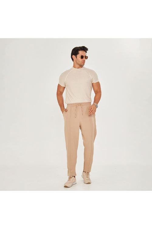 Erkek Çımalı Yandan Cepli Lastikli Bağcıklı Paça Fermuarlı Kullanışlı Slim Fit Jogger