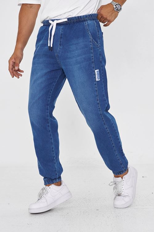 Erkek Paça Lastikli Yandan Parçalı Etiket Detaylı Regular Pantolon 730