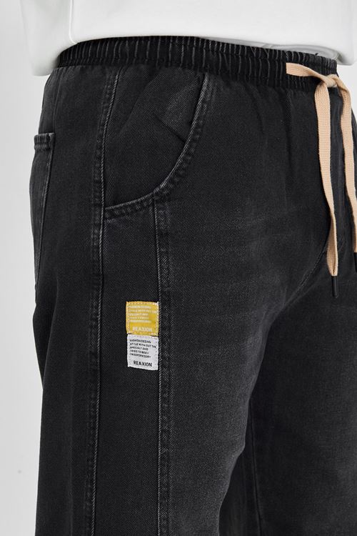 Erkek Parçalı Desen Yan Etiketli Baggy Kot Pantolon 721