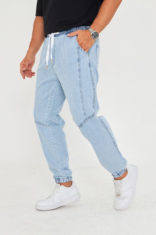 Erkek Parçalı Desen Yan Etiketli Paça Lastikli Bel Bağcıklı Pantolon 720