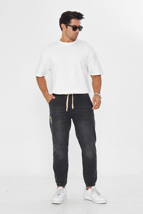 Erkek Parçalı Desen Yan Etiketli Paça Lastikli Bel Bağcıklı Pantolon 720