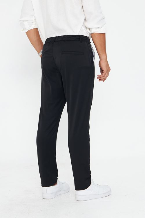 Erkek Düz Klasik Model Saten-Pamuk Kemerli Düz Paça Pantolon