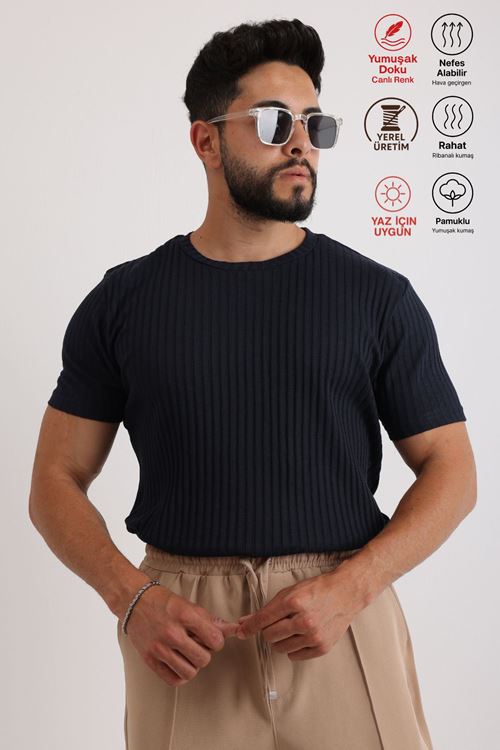 Erkek Fitilli Zinox Kumaş Tişört & Fermuarlı Duble Kumaş Pantolon Takım