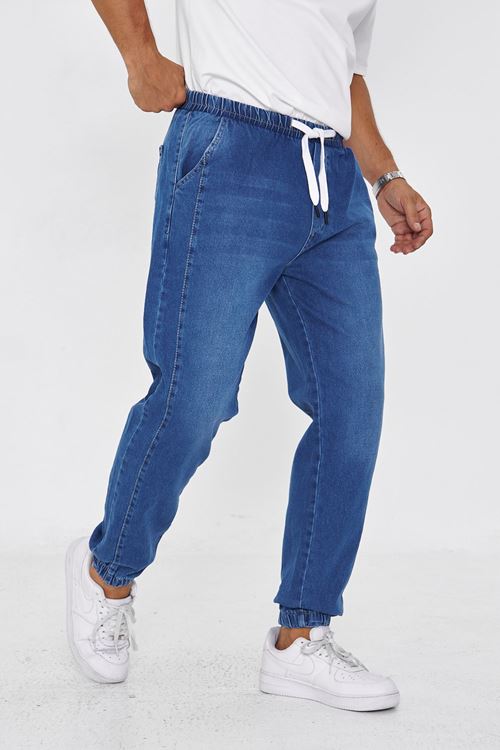 Erkek Paça Lastikli Yandan Parçalı Etiket Detaylı Regular Pantolon 730