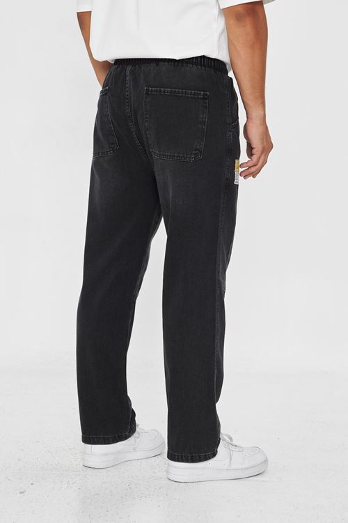 Erkek Parçalı Desen Yan Etiketli Baggy Kot Pantolon 721