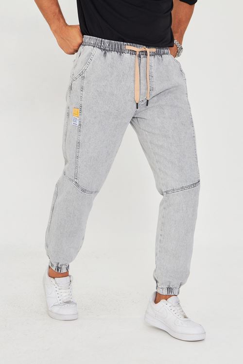 Erkek Parçalı Desen Yan Etiketli Paça Lastikli Bel Bağcıklı Pantolon 720