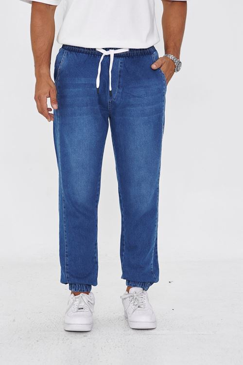 Erkek Paça Lastikli Yandan Parçalı Etiket Detaylı Regular Pantolon 730