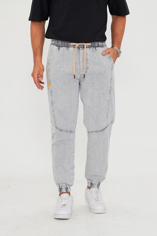 Erkek Parçalı Desen Yan Etiketli Paça Lastikli Bel Bağcıklı Pantolon 720