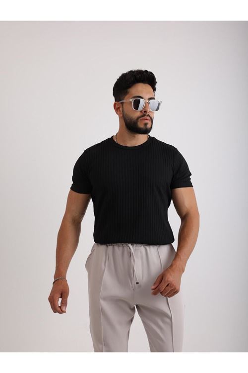 Zinox Kumaş Basic Kendinden Desenli T-shirt