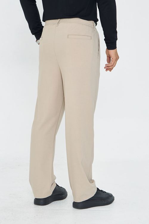 Erkek Pileli Baggy Bez Ayağı Kumaş Şık Pantolon