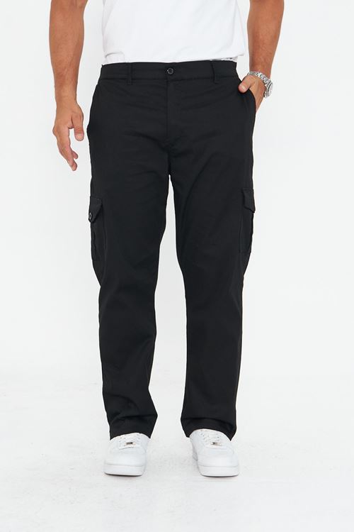 Erkek Kargo Cep Düz Paça Gabardin Regular Kalıp Pantolon