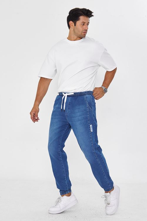 Erkek Paça Lastikli Yandan Parçalı Etiket Detaylı Regular Pantolon 730