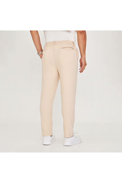 Erkek Bel Kemerli Bağcıklı Düz Paça Dabıl Kumaş Klasik Pantolon