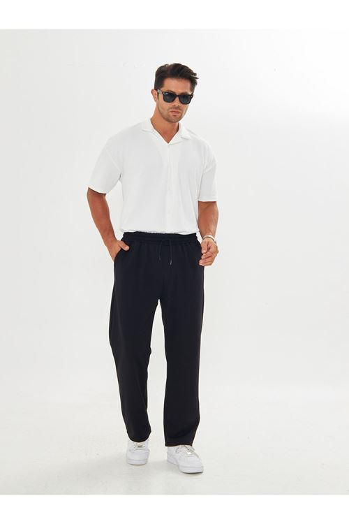 Erkek Baggy Krep Kumaş Bağcıklı Pantolon