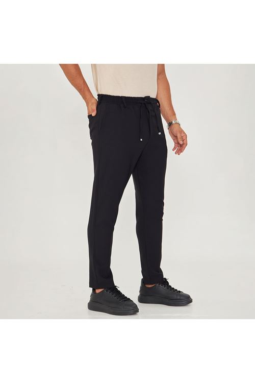 Erkek Bel Kemerli Bağcıklı Düz Paça Dabıl Kumaş Klasik Pantolon