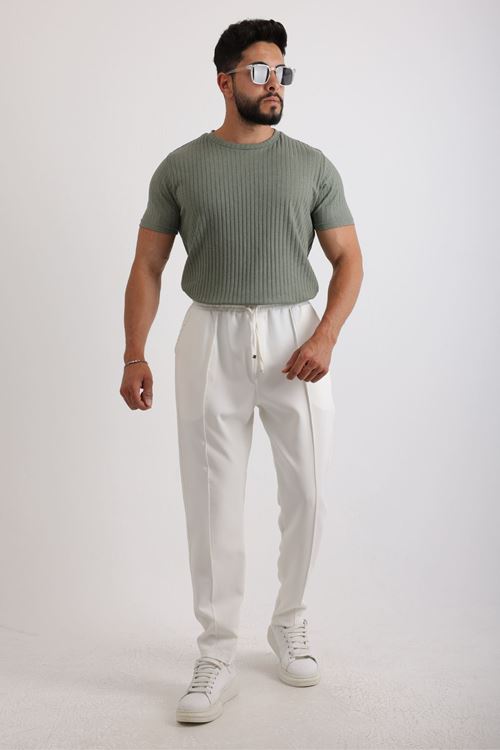 Erkek Fitilli Zinox Kumaş Tişört & Fermuarlı Duble Kumaş Pantolon Takım