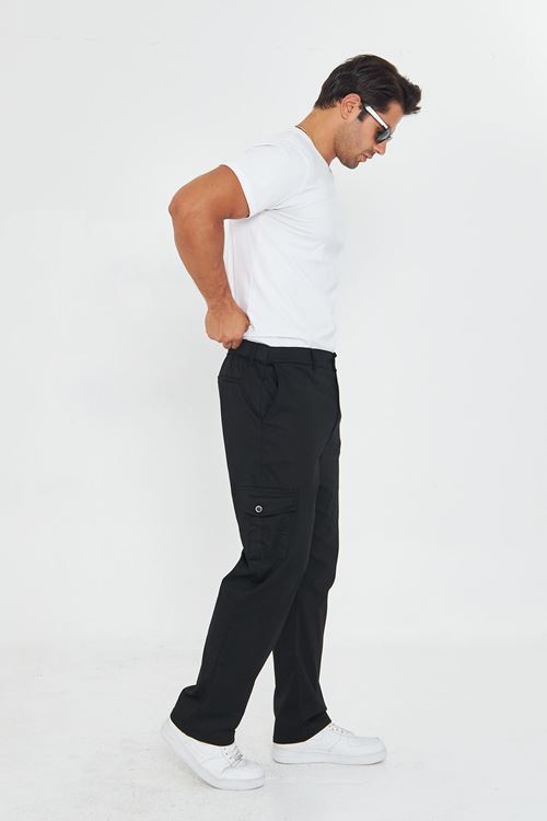 Erkek Kargo Cep Düz Paça Gabardin Regular Kalıp Pantolon