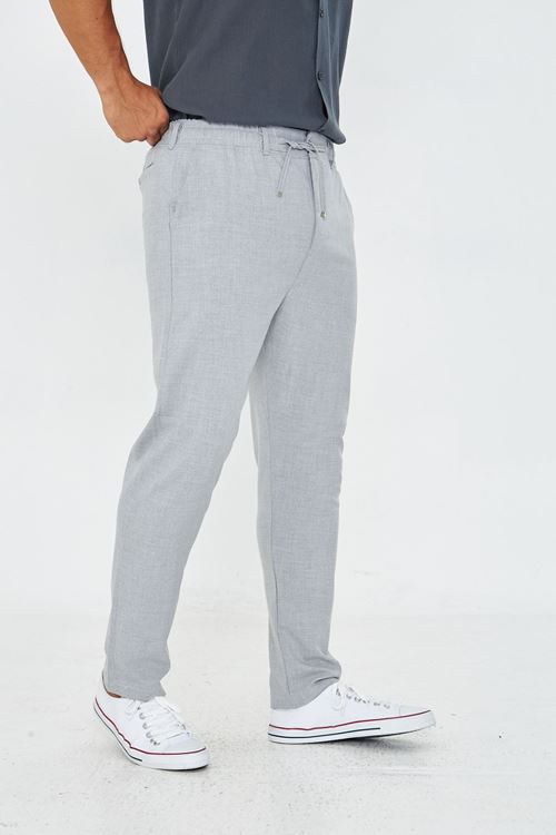 Erkek Bel Kemerli Klasik Bez Ayağı Kumaş Jogger