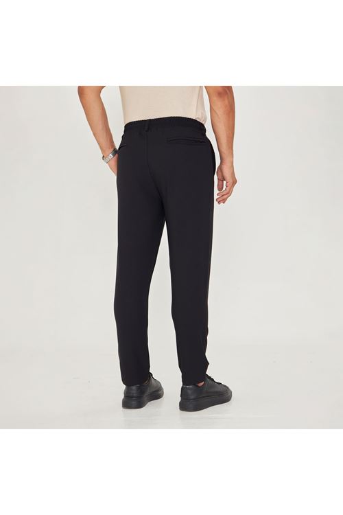 Erkek Bel Kemerli Bağcıklı Düz Paça Dabıl Kumaş Klasik Pantolon