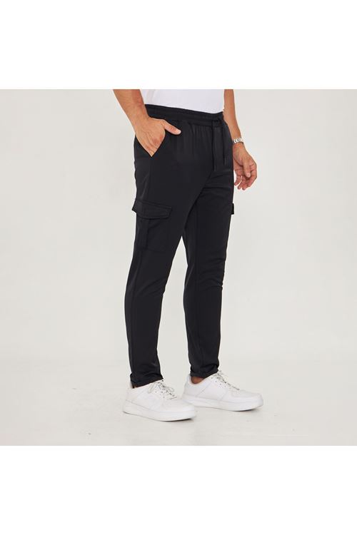 Erkek Kargo Cep Bel Lastikli Duble Paça Saten Likralı Pantolon