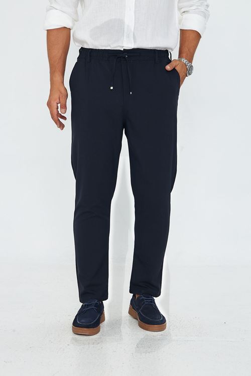 Erkek Bel Kemerli Klasik Bez Ayağı Kumaş Jogger