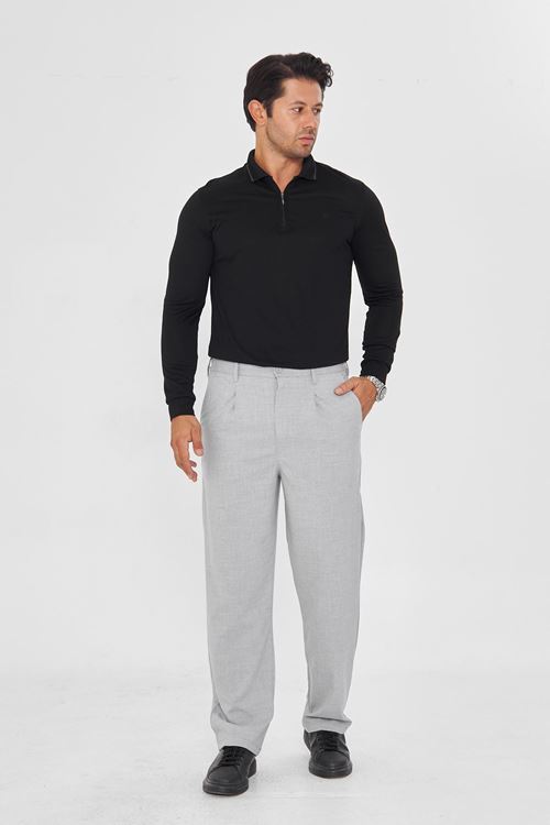 Erkek Pileli Baggy Bez Ayağı Kumaş Şık Pantolon