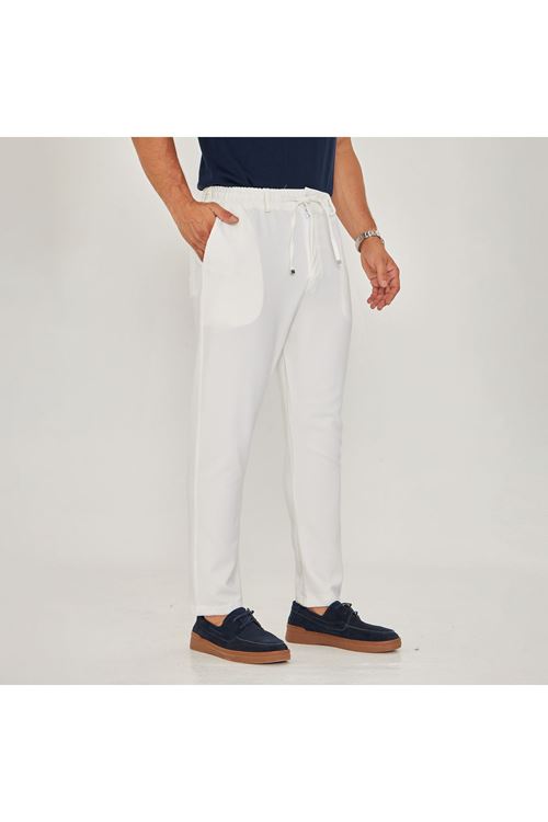 Erkek Bel Kemerli Bağcıklı Düz Paça Dabıl Kumaş Klasik Pantolon