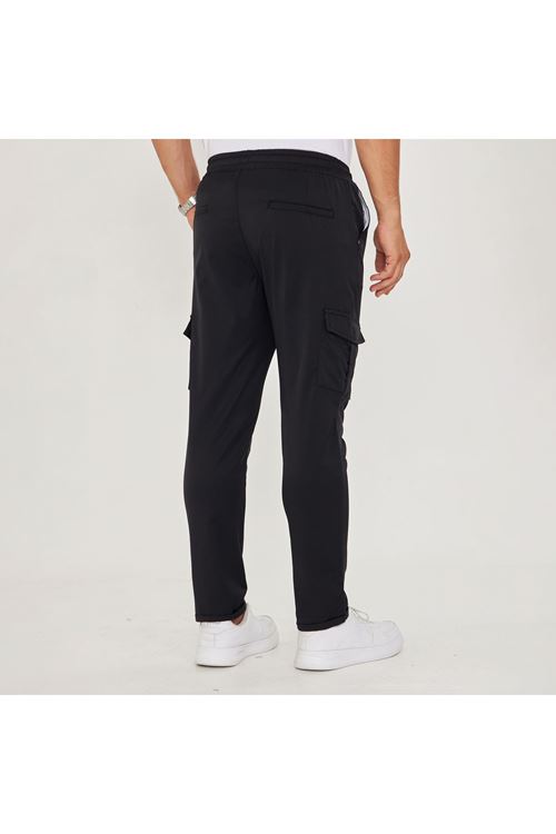 Erkek Kargo Cep Bel Lastikli Duble Paça Saten Likralı Pantolon