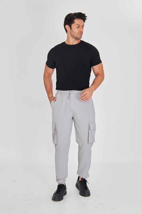 Duble Kumaş Kargo Cep Lastik Paça Pantolon