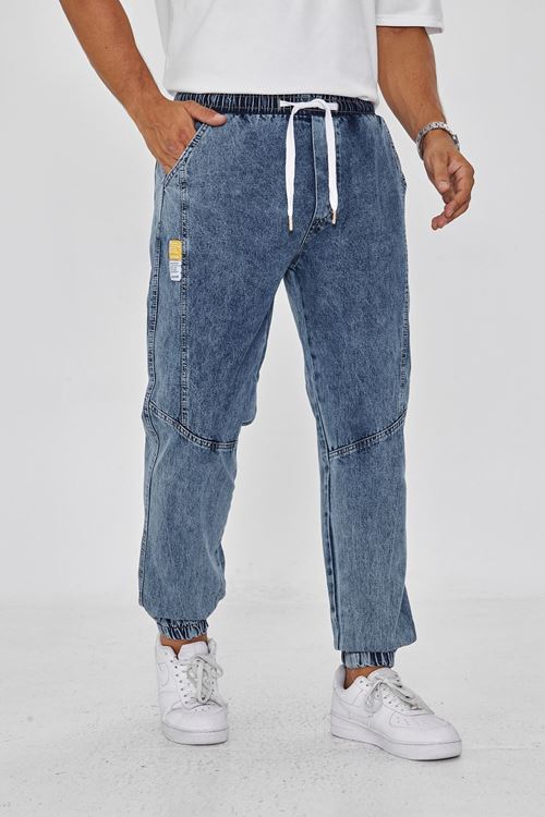 Erkek Parçalı Desen Yan Etiketli Paça Lastikli Bel Bağcıklı Pantolon 720