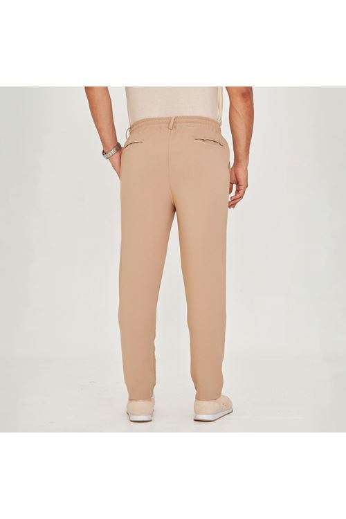 Erkek Bel Kemerli Bağcıklı Düz Paça Dabıl Kumaş Klasik Pantolon