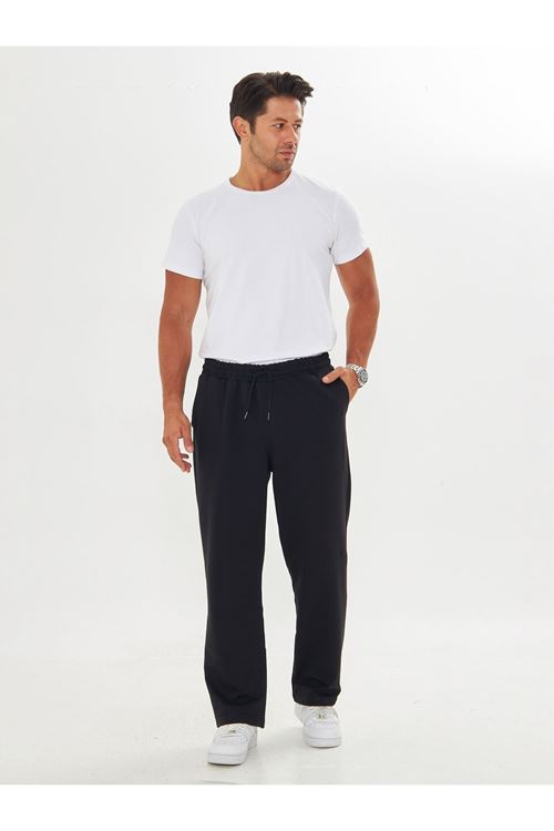 Erkek 2 İp Baggy Sade Bağcıklı Rahat Eşofman