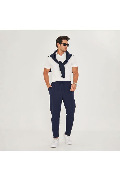 Erkek Çımalı Yandan Cepli Lastikli Bağcıklı Paça Fermuarlı Kullanışlı Slim Fit Jogger