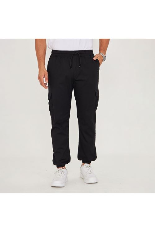 Erkek Kargo Cep Bel Paça Lastikli Gabardin Pantolon