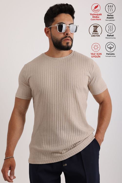 Erkek Fitilli Zinox Kumaş Tişört & Fermuarlı Duble Kumaş Pantolon Takım