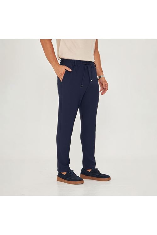 Erkek Bel Kemerli Bağcıklı Düz Paça Dabıl Kumaş Klasik Pantolon