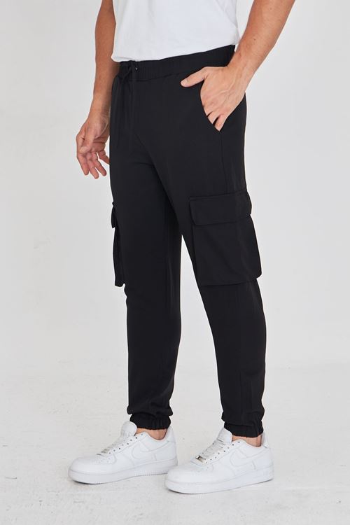 Duble Kumaş Kargo Cep Lastik Paça Pantolon