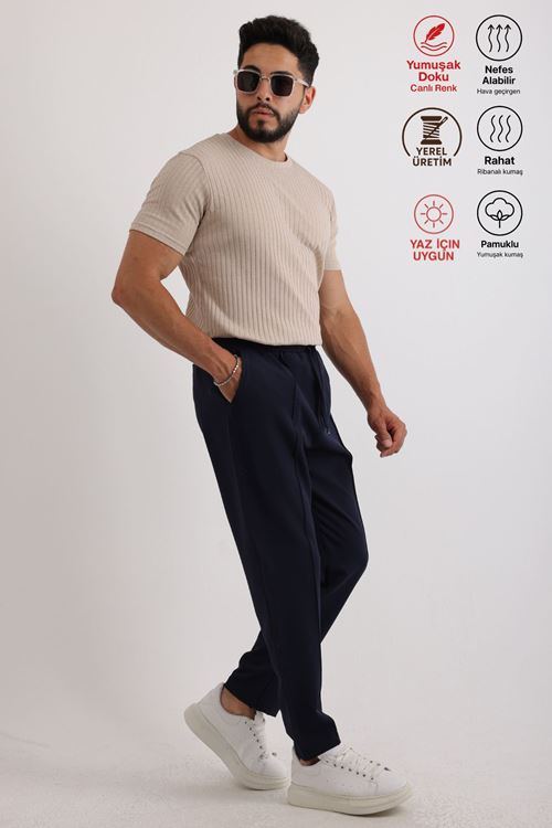 Erkek Fitilli Zinox Kumaş Tişört – Yumuşak Dokulu Basic Tişört