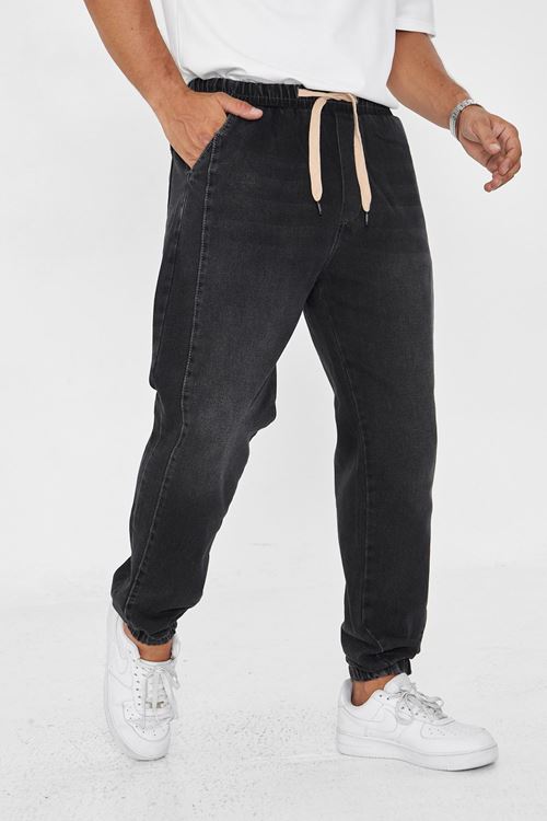 Erkek Paça Lastikli Yandan Parçalı Etiket Detaylı Regular Pantolon 730