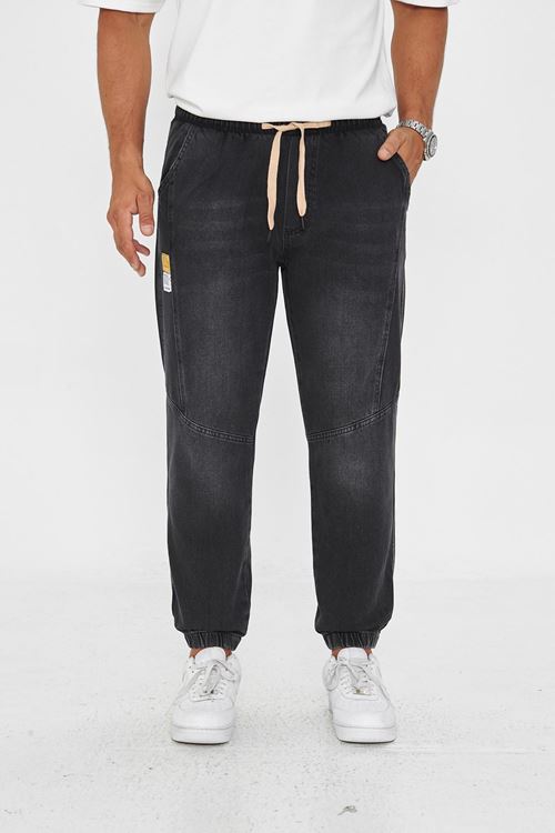 Erkek Parçalı Desen Yan Etiketli Paça Lastikli Bel Bağcıklı Pantolon 720